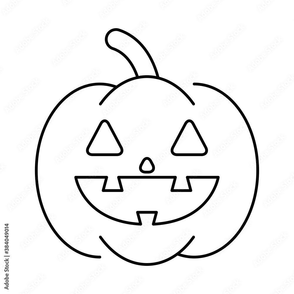 halloween pumpkin with face style line icon halloween pumpkin with face style line icon