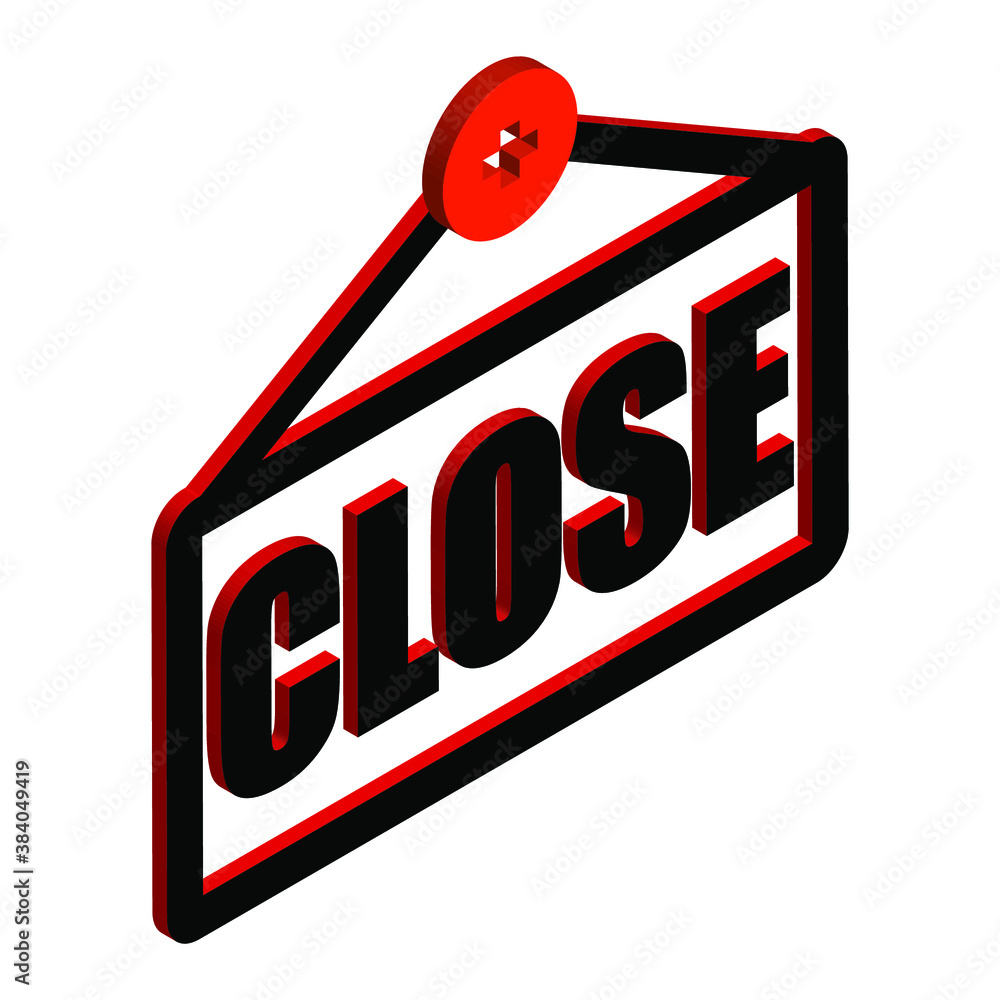 Close on white background, isometric image, sign for design, vector illustration Close on white background, isometric image, sign for design, vector illustration