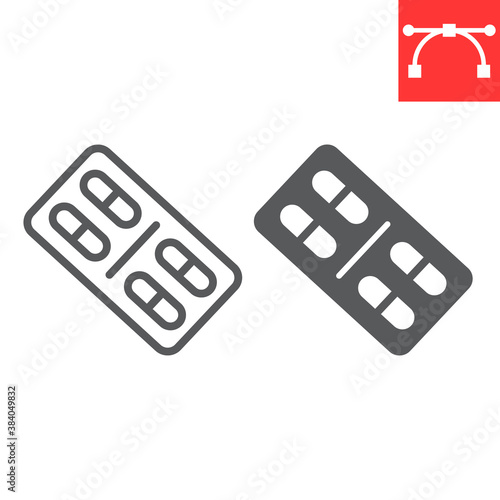 Pills line and glyph icon, medical and tablet, drug sign vector graphics, editable stroke linear icon, eps 10.