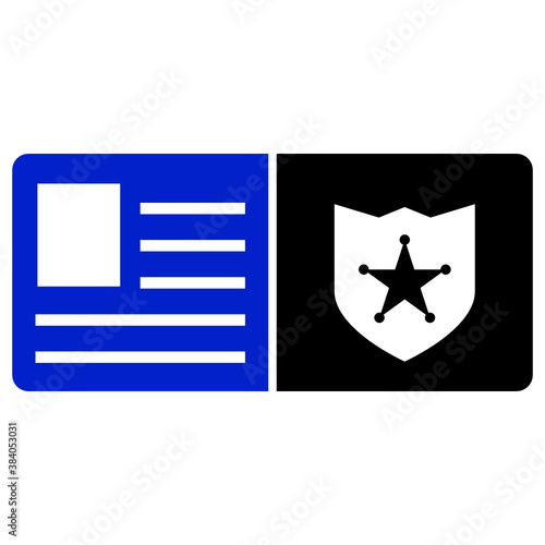 Policeman Identity Card Concept, Investigator Self Identity Wallet Vector Icon design, Plastic Law Protection Shield with Photograph on white background 