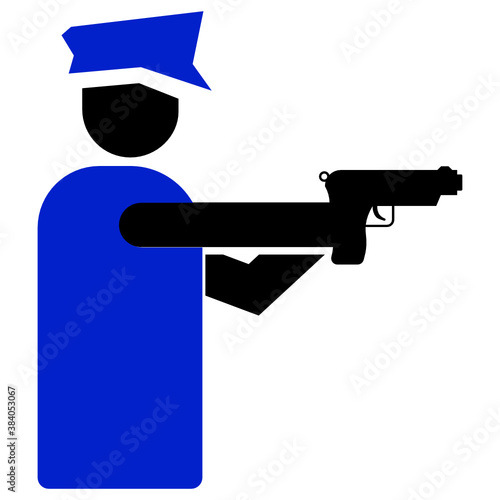 Policeman holding handgun side view concept, Law enforcement and Cop Avatar on White background,  Person holding revolver vector icon design 