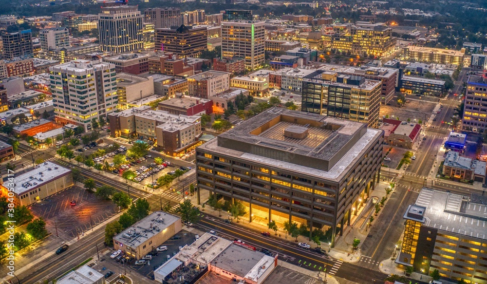 Aerial View of Downtown Boise, Idaho in Summer