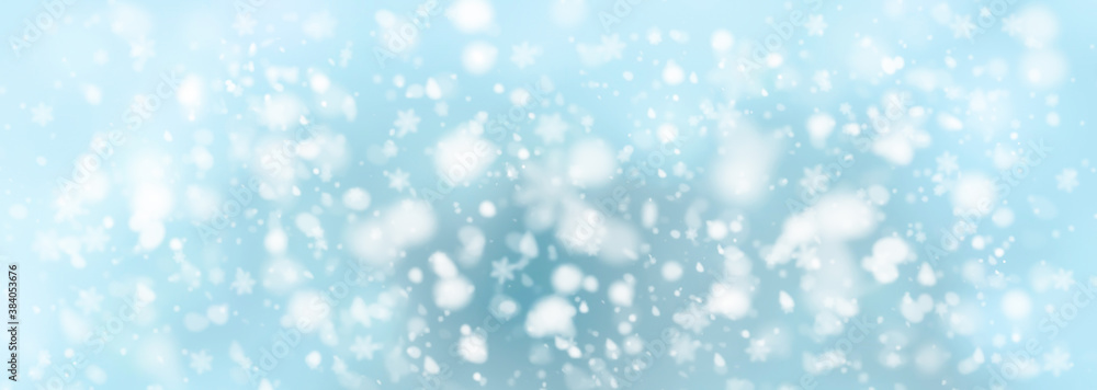  Abstract Winter Christmas background banner - Cold winter day with snowfall from bright blue sky