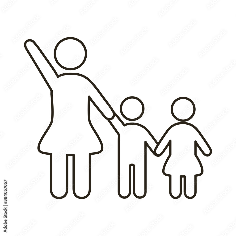 mom and kids figures line style icon mom and kids figures line style icon