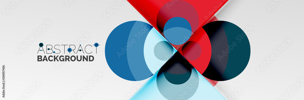 Bright color circles, abstract round shapes and triangles composition with shadow effects. Vector modern geometric design template Bright color circles, abstract round shapes and triangles composition with shadow effects. Vector modern geometric design template