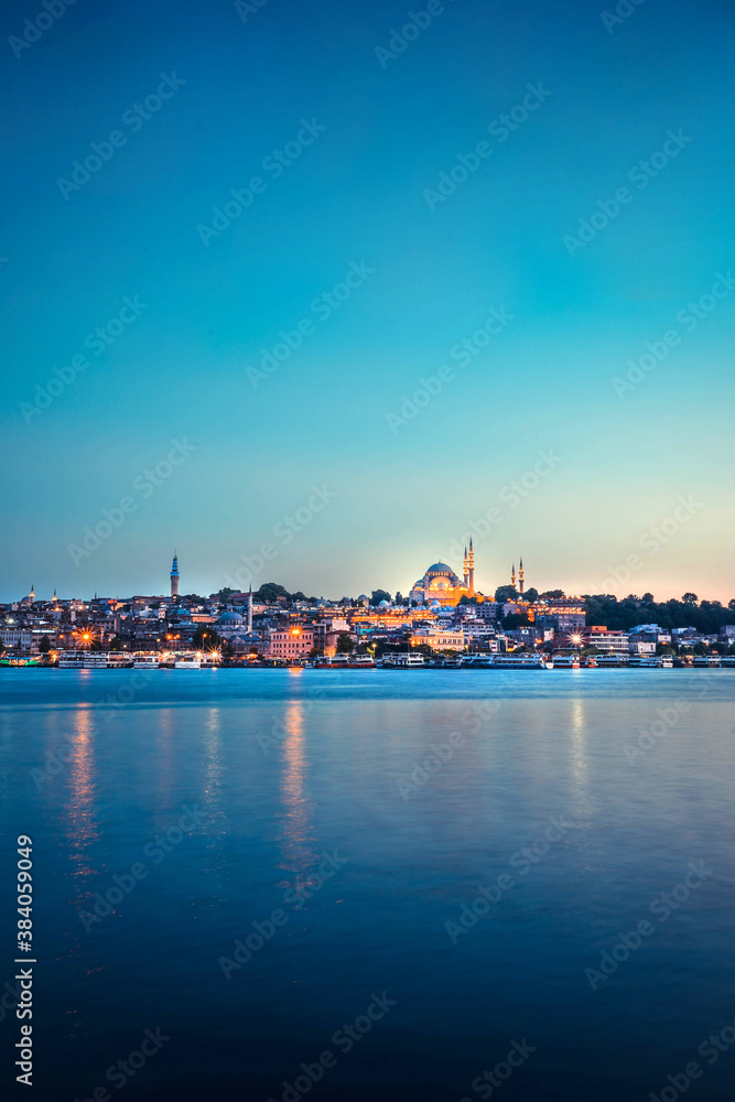 Evening view of one of the mosques of Istanbul