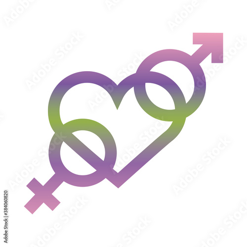 heterosexual gender symbol in heart degradient style icon