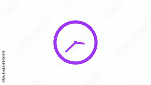 Best purple color circle clock isolated on white background,12 hours clock icon without trick