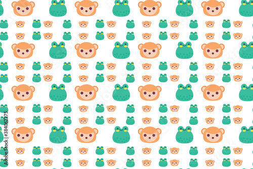 Fototapeta Naklejka Na Ścianę i Meble -  Frog and Bear face seamless pattern Vector design illustration