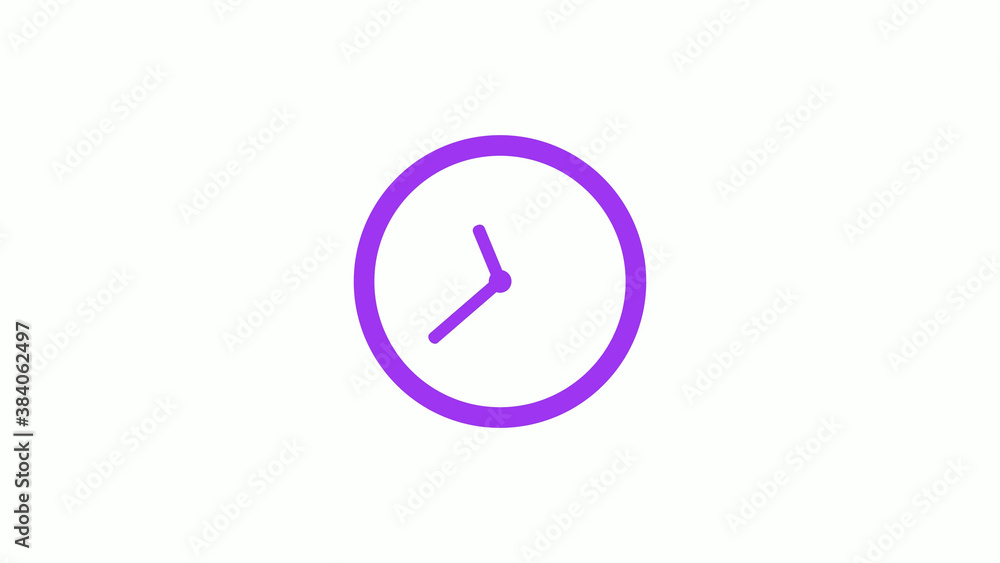 Amazing purple color 12 hours circle clock icon on white background, clock icon without trick Amazing purple color 12 hours circle clock icon on white background, clock icon without trick