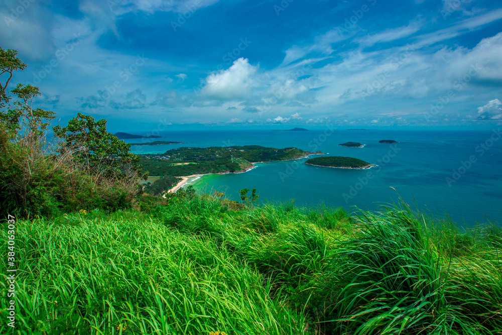 Natural high angle panoramic background With an atmosphere surrounded by mountains and trees, with a blurred wind, cool Natural high angle panoramic background With an atmosphere surrounded by mountains and trees, with a blurred wind, cool