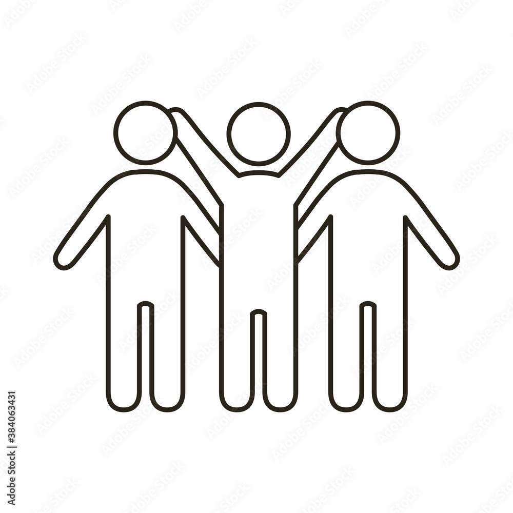 group of male community figures line style icon group of male community figures line style icon