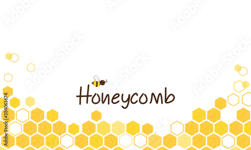Abstract beehive honeycomb with hexagon grid cells and hand writing on white background vector illustration.