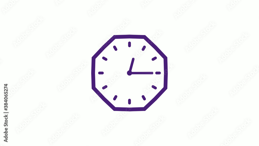 Purple dark counting down clock icon with trick on white background Purple dark counting down clock icon with trick on white background
