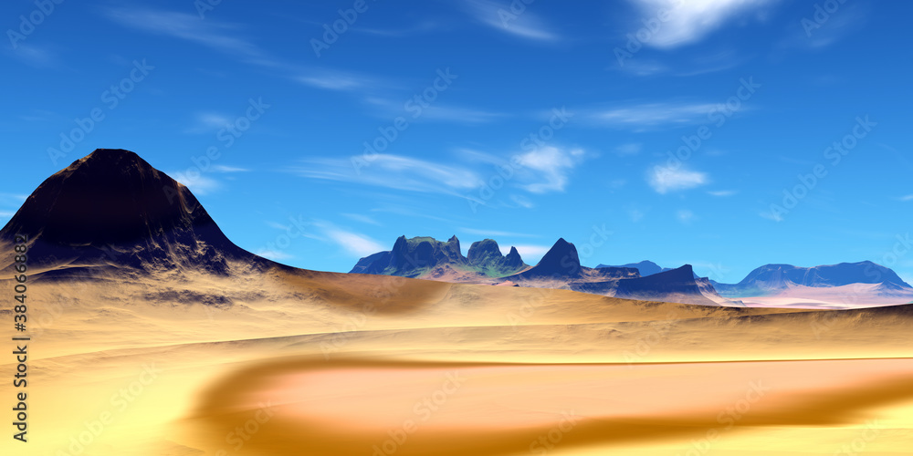 Fototapeta premium Alien Planet. Mountain. 3D rendering