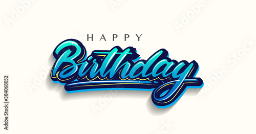 Happy Birthday lettering text banner, colorful calligraphy of birthday text. Vector illustration.