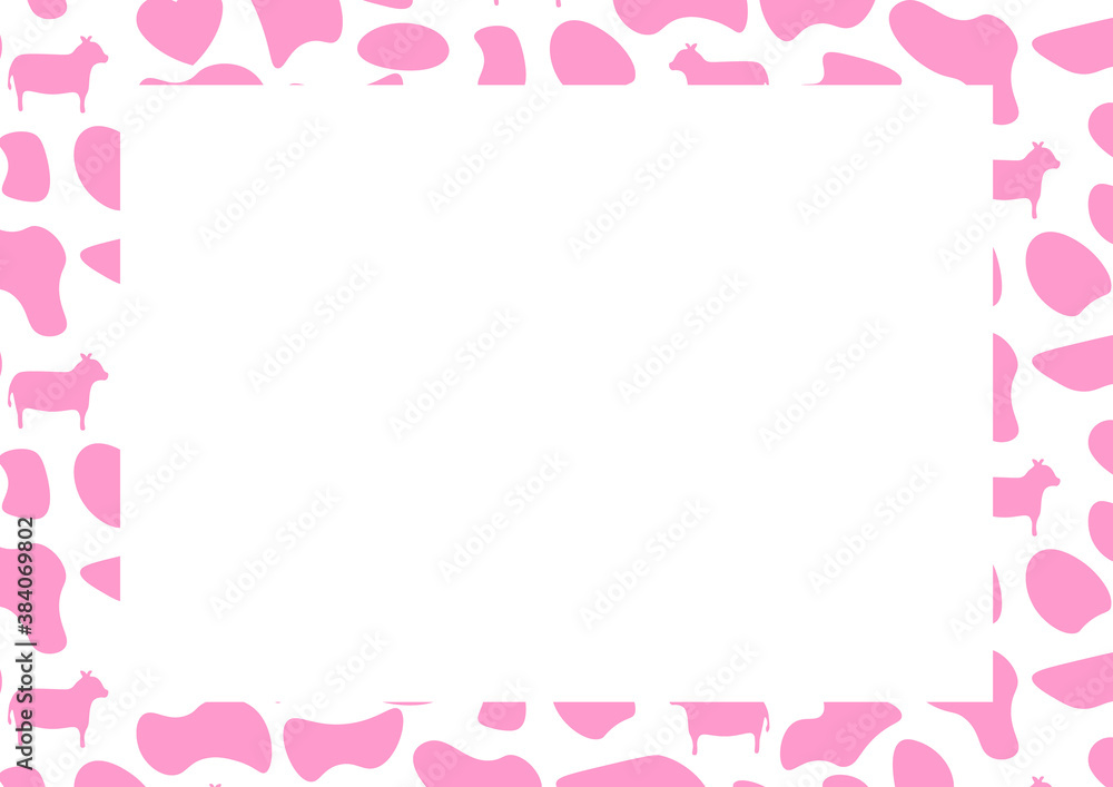 かわいい　牛　模様　ピンク　フレーム　cow frame pink