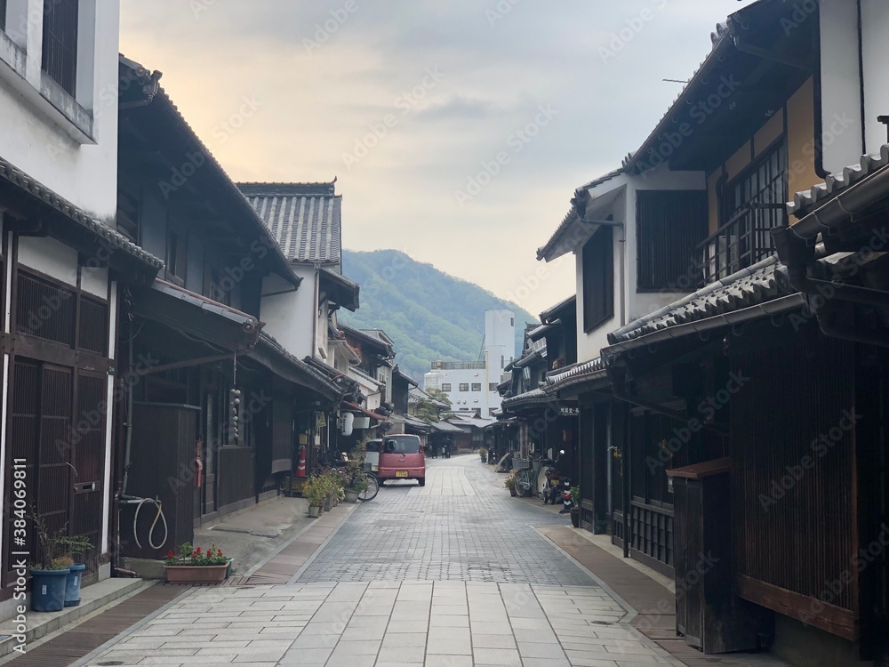 the view of old town inTakehara in Japan the view of old town inTakehara in Japan