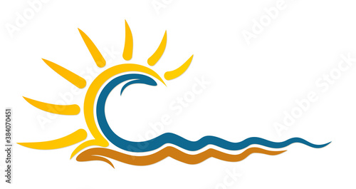 A symbol of the sun with sea.
