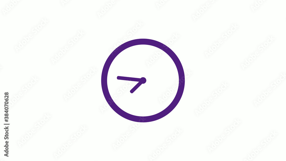 Purple dark circle clock isolated on white background,12 hours clock icon without trick Purple dark circle clock isolated on white background,12 hours clock icon without trick