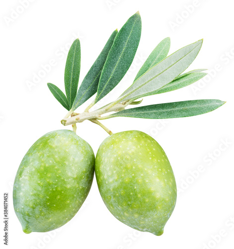 Wallpaper Mural Two green natural olives isolated on a white background. Torontodigital.ca