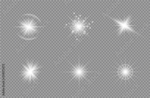 White glowing light burst explosion with transparent. Vector glowing light effect with gold rays and beams. Transparent shine gradient glitter, bright flare. vector illustration.