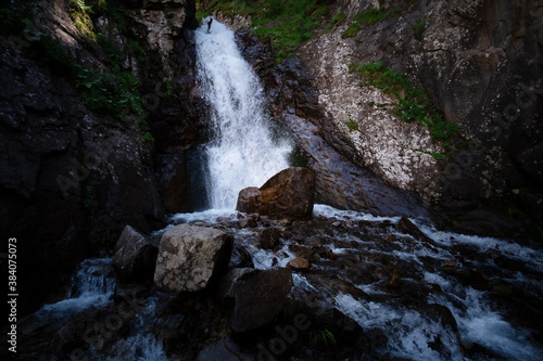 great full-blown Waterfall Shumka, Dombai, Karachay-Cherkessia, Russia