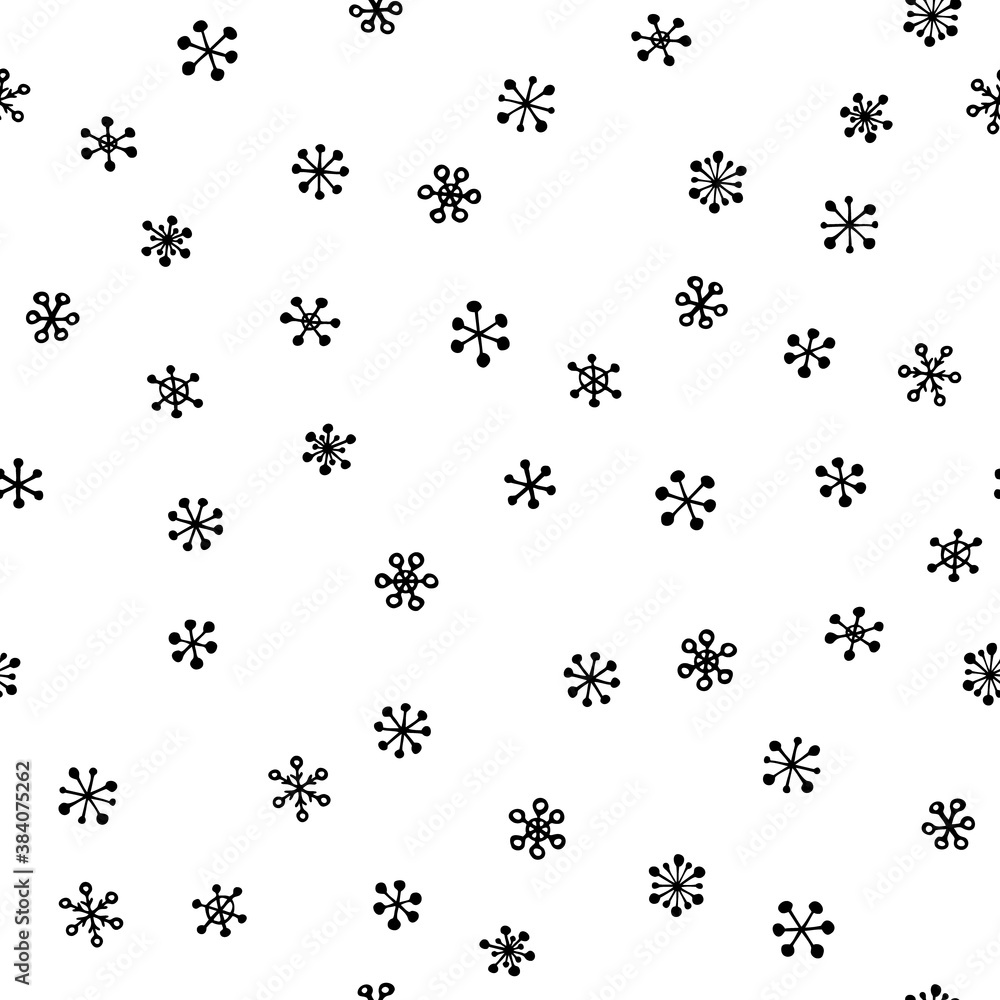 Vector seamless pattern of snowing, hand drawn snowflakes. Simple design for Christmas wrappings, textile and backgrounds Vector seamless pattern of snowing, hand drawn snowflakes. Simple design for Christmas wrappings, textile and backgrounds