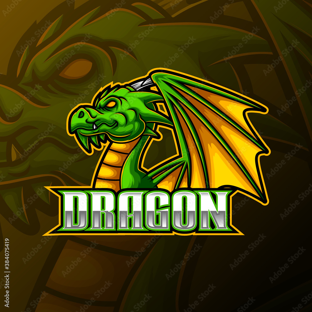 Green dragon mascot e sport logo design Green dragon mascot e sport logo design