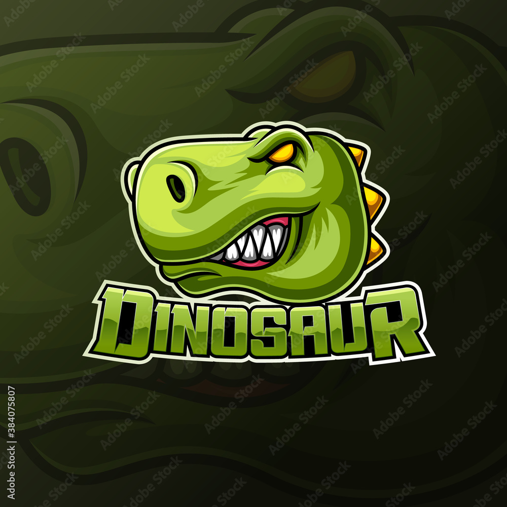 Angry dinosaur head mascot e sport logo design Stock Vector | Adobe Stock