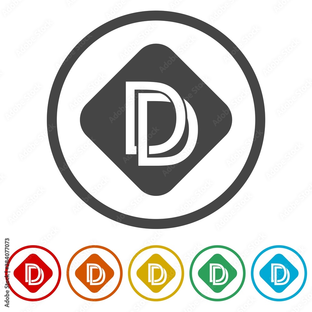 Initial letter DD logo ring icon, color set Initial letter DD logo ring icon, color set