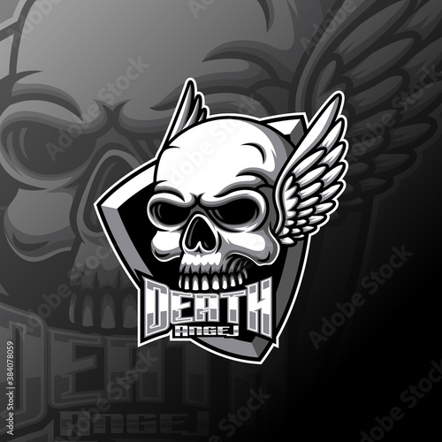 Demon head skull and wings