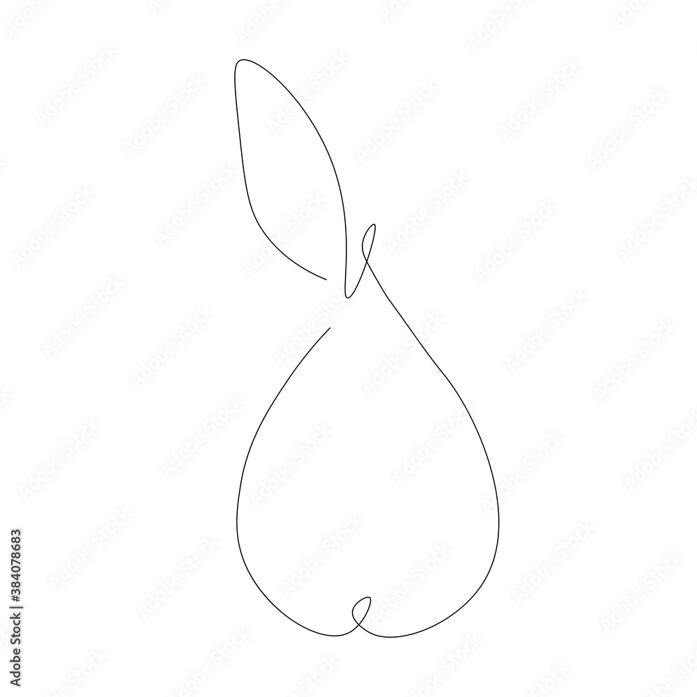 Pear fruit silhouette drawing. Vector illustration Pear fruit silhouette drawing. Vector illustration