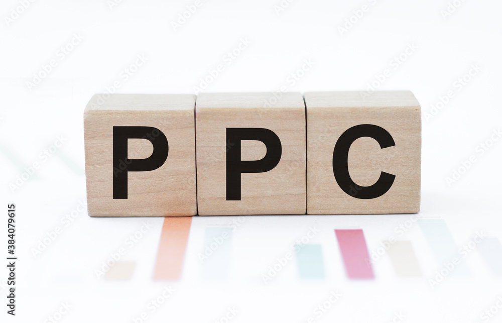 PPC word written on wood block, business concept PPC word written on wood block, business concept