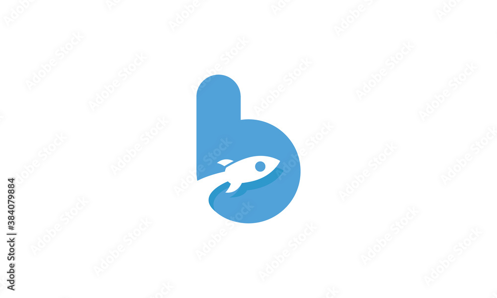 Creative Vector Illustration Logo Design. Initial letter b, flying rocket inside the b. Creative Vector Illustration Logo Design. Initial letter b, flying rocket inside the b.