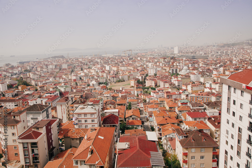 Panorama of the city. View from above in Istanbul. 
