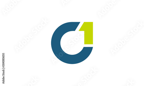 Creative Vector Illustration Logo Design. Letter C Number 1 Combination
