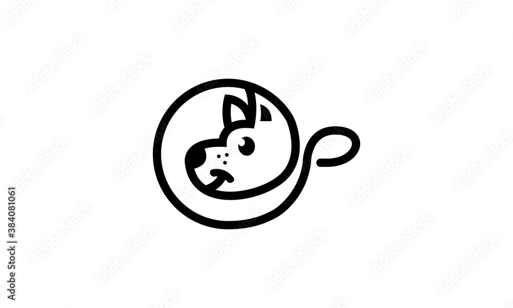 Creative Vector Illustration Logo Design Animal Pet Dog With Cup Mug Coffee Cafe Creative Vector Illustration Logo Design Animal Pet Dog With Cup Mug Coffee Cafe