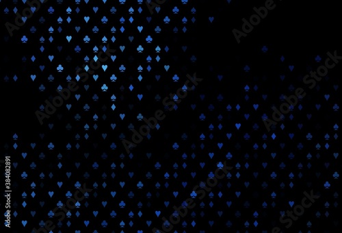 Dark BLUE vector cover with symbols of gamble. © Dmitry