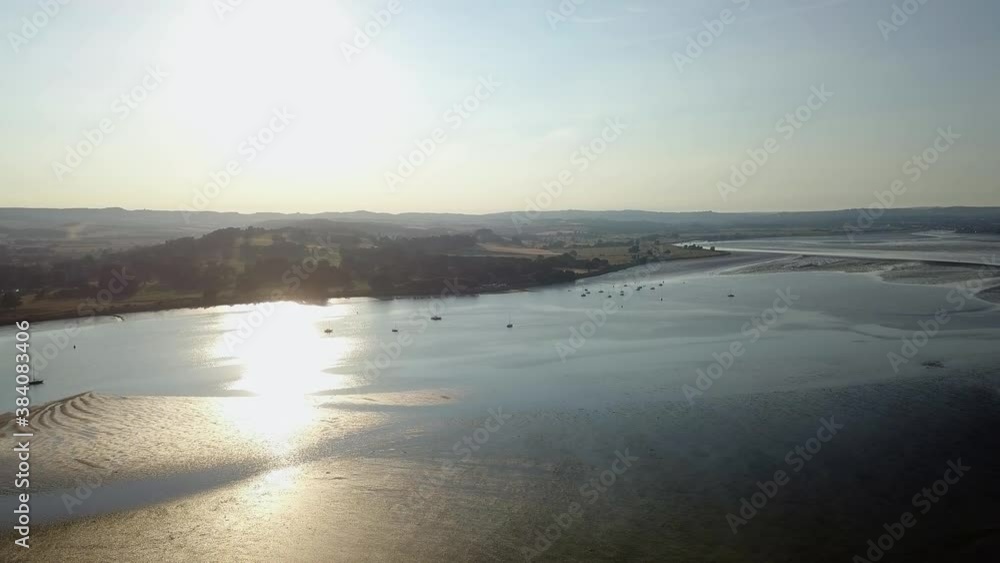 An aerial scenic view of the beautiful shores near the coastal village of Lympstone. An aerial scenic view of the beautiful shores near the coastal village of Lympstone.