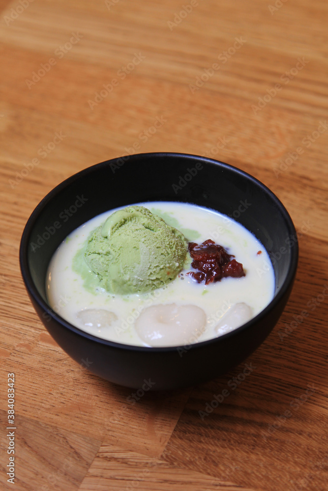 Green Tea with Shiratama and match ice-cream Green Tea with Shiratama and match ice-cream