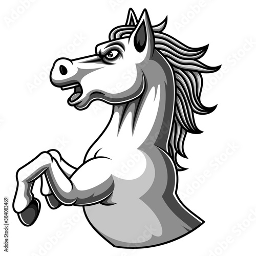 White horse mascot logo design