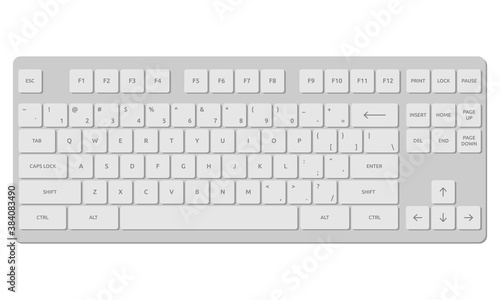 keyboard, vector illustration, gray keyboard on white background