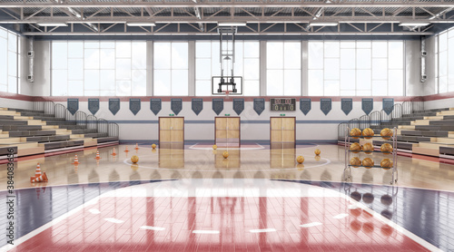 High school basketball gym . 3d illustration photo