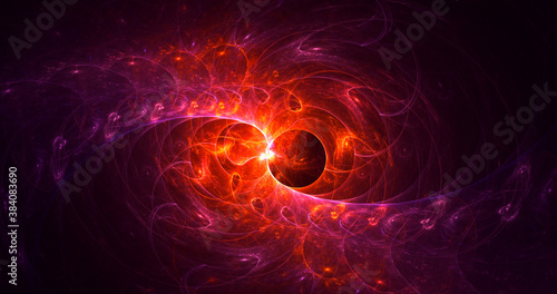 3D rendering abstract red fractal light background