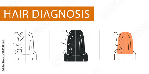 icons set, unruly hair care