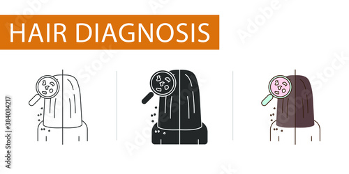 icons set, dandruff on hair