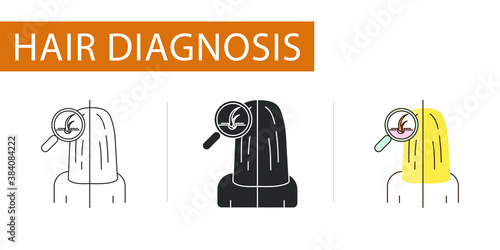 icons set, double hairs sprout