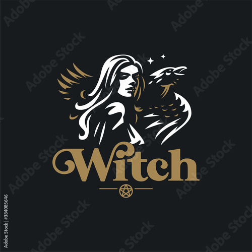 Beautiful woman with raven