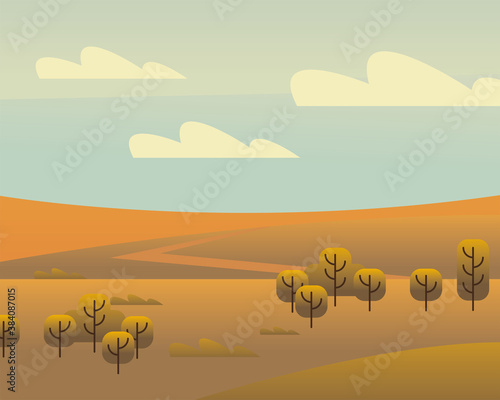 landscape of trees and clouds vector design